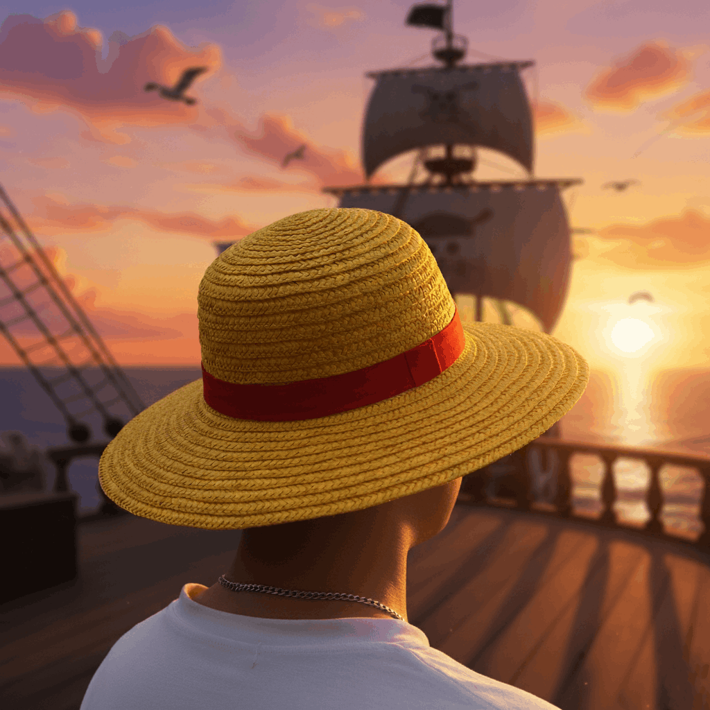 Unisex One Piece Anime Monkey D Luffy's Straw Hat Yellow, Free Size