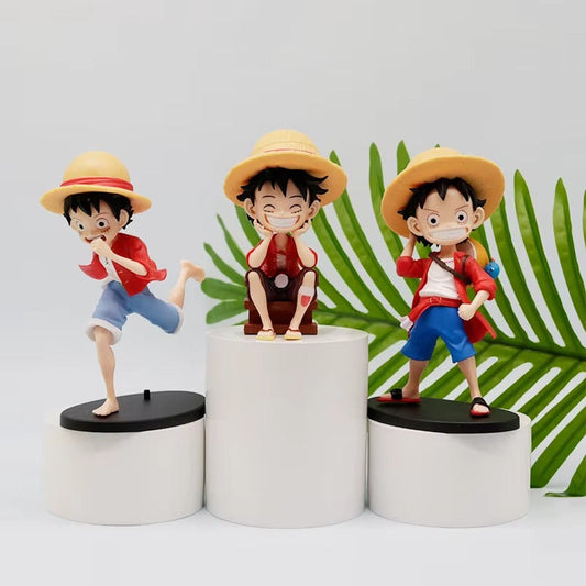 One Piece Luffy Running Figurine Set (3PCS, 13CM) – PVC Anime Collectible Figures
