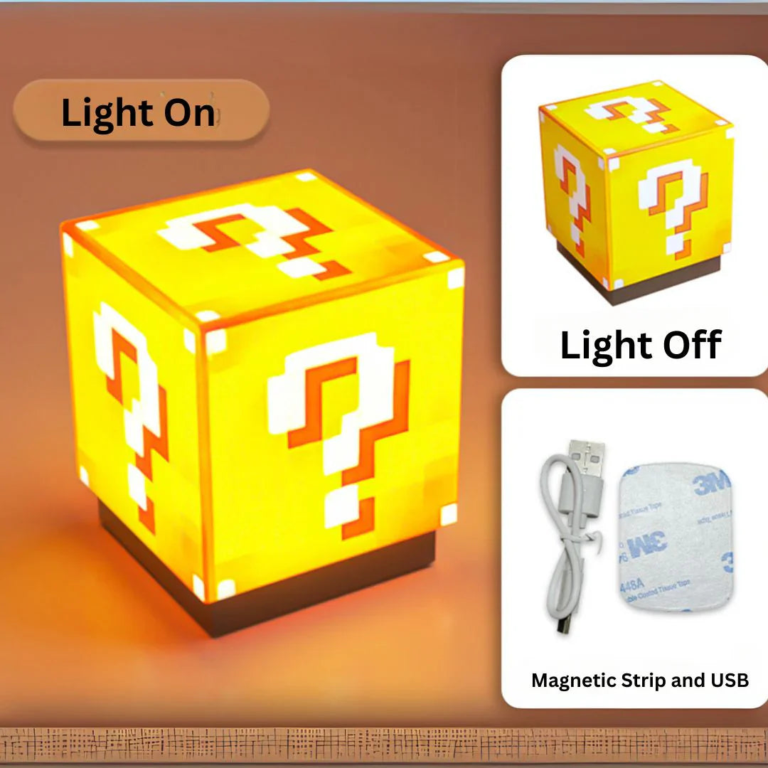 Minecraft Block Night Light | USB Rechargeable Mini Cube Lamp with Magnetic Mount Small