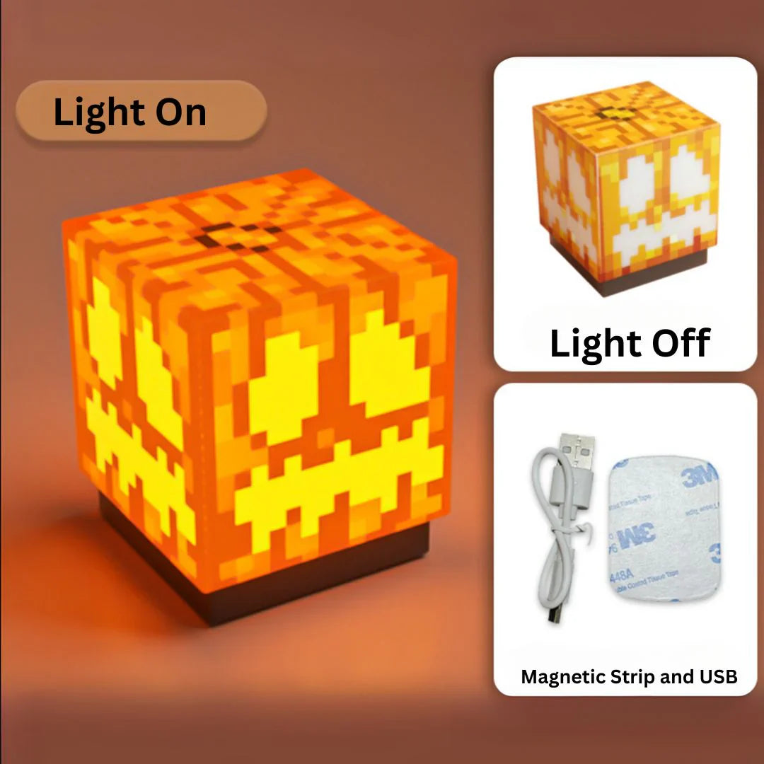 Minecraft Block Night Light | USB Rechargeable Mini Cube Lamp with Magnetic Mount Small