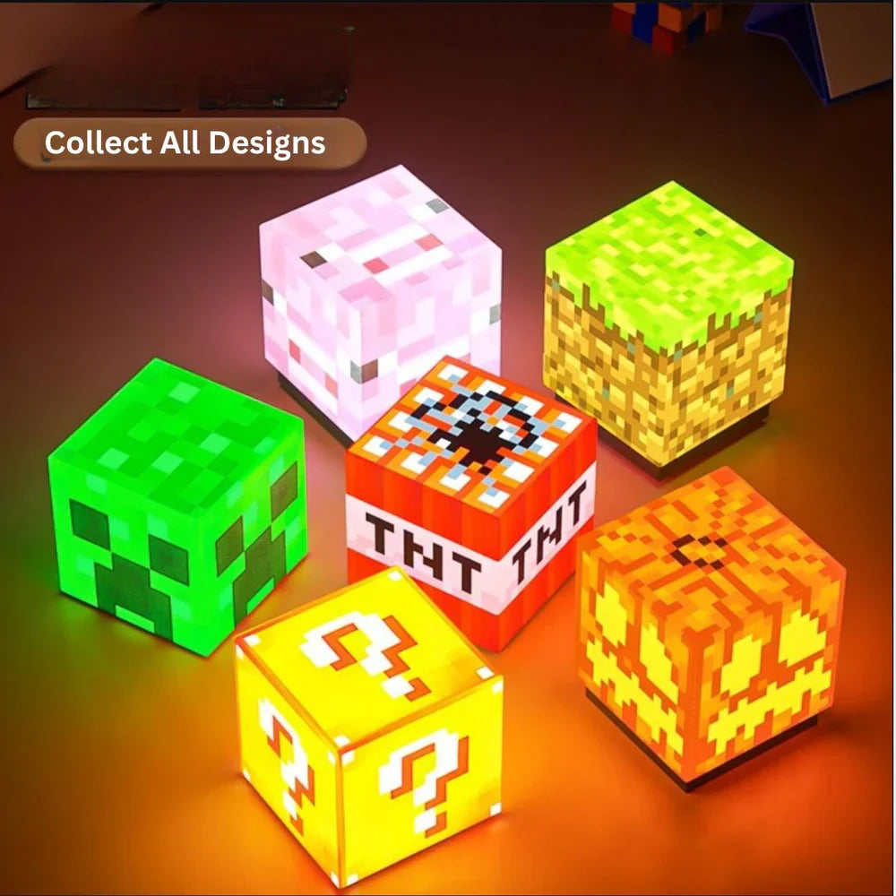 Minecraft Block Night Light | USB Rechargeable Mini Cube Lamp with Magnetic Mount Small