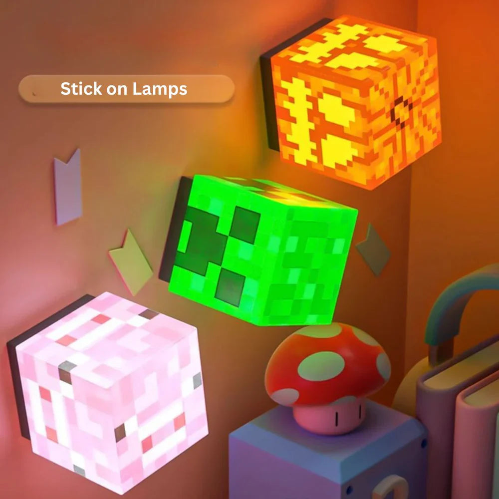 Minecraft Block Night Light | USB Rechargeable Mini Cube Lamp with Magnetic Mount Small