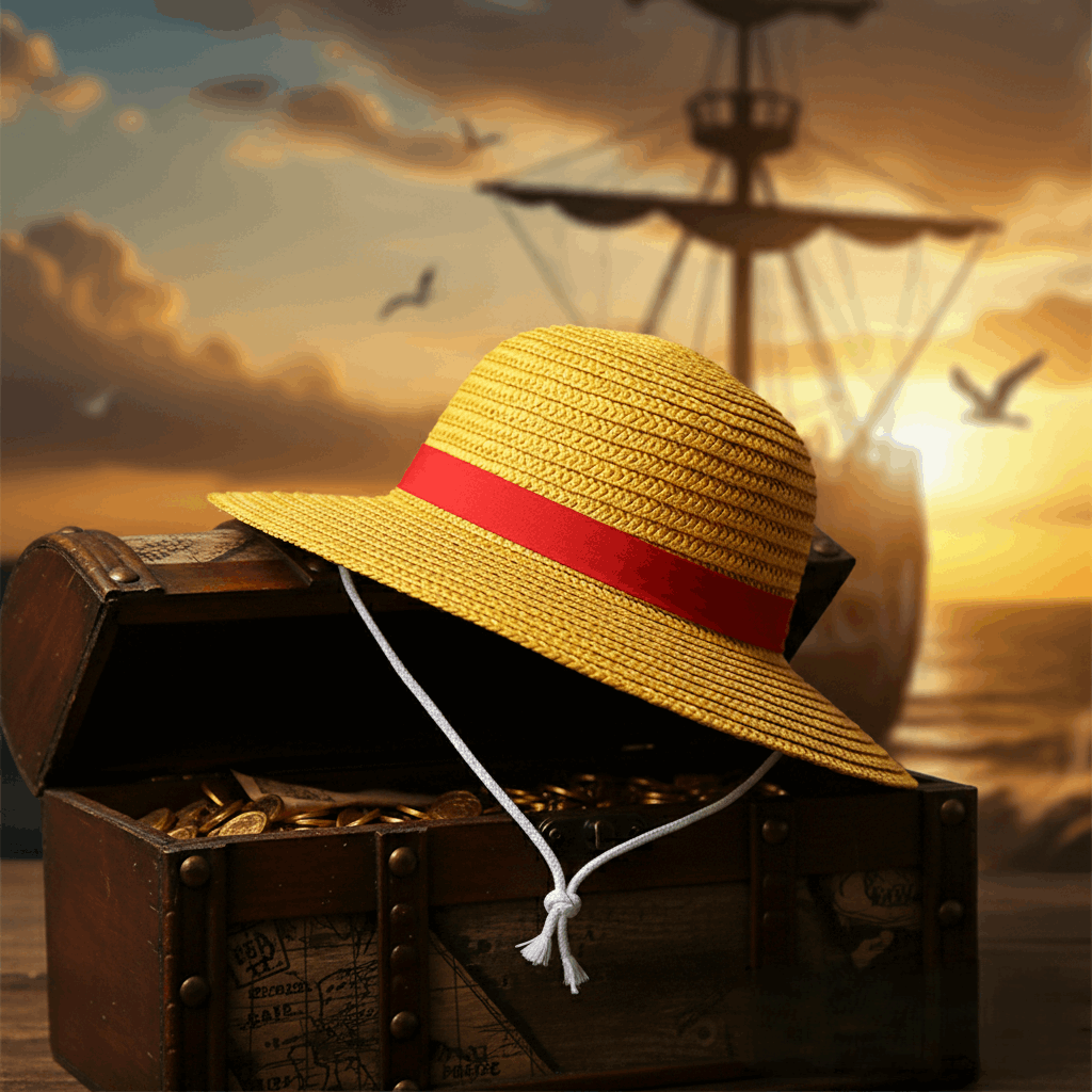 Unisex One Piece Anime Monkey D Luffy's Straw Hat Yellow, Free Size