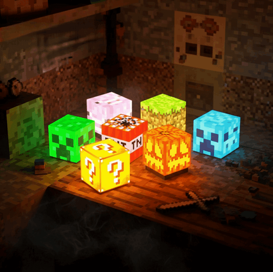 Minecraft Block Night Light | USB Rechargeable Mini Cube Lamp with Magnetic Mount Small