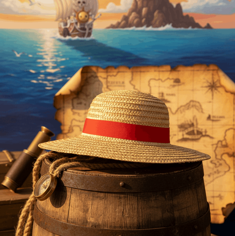 One Piece Anime Monkey D Luffy Straw Hat (Real-Life Version)