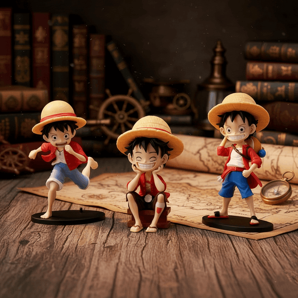 One Piece Luffy Running Figurine Set (3PCS, 13CM) – PVC Anime Collectible Figures